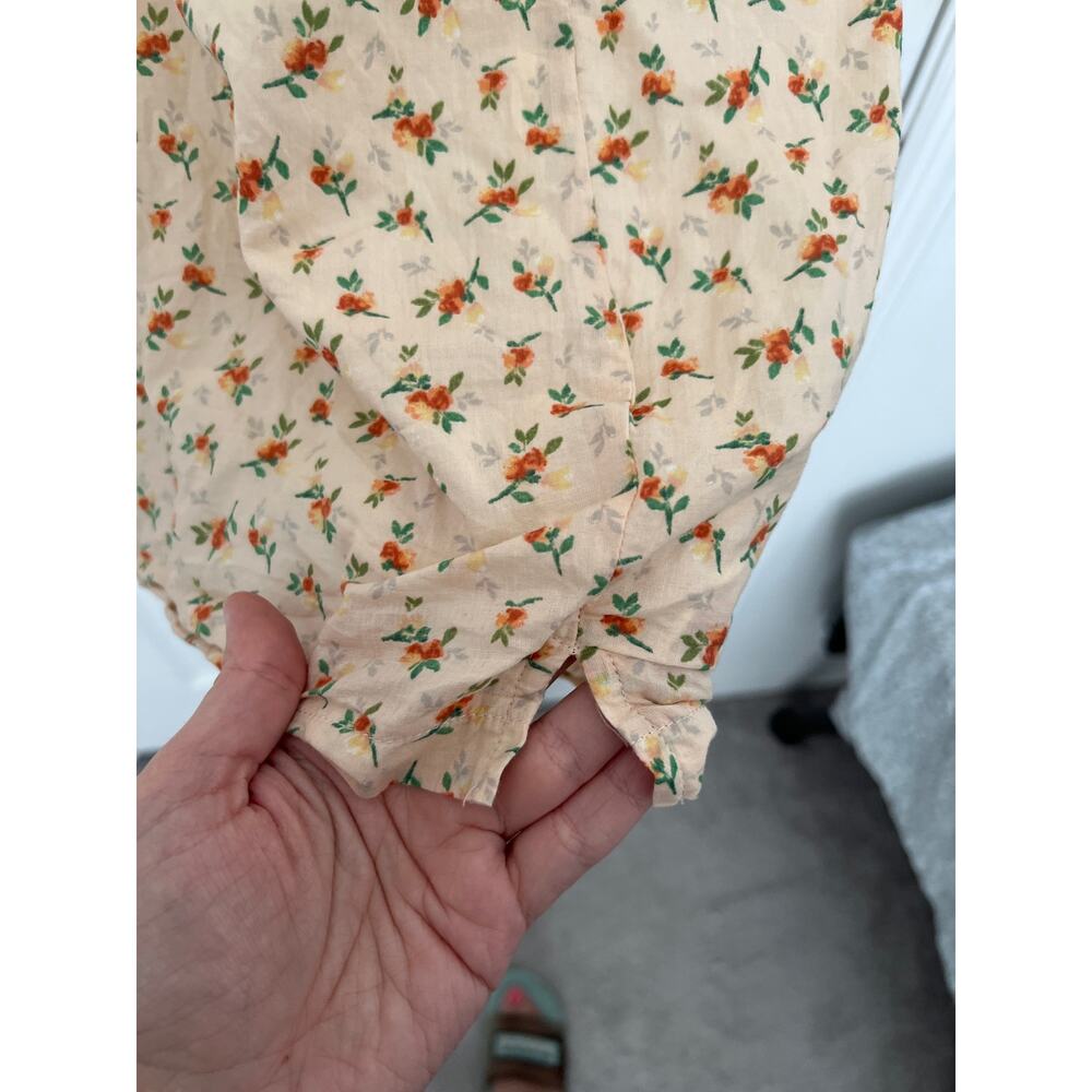Altar'd State Floral Print Puffed Sleeve Mini Sundress Beige Women's Size Large - Picture 3 of 6
